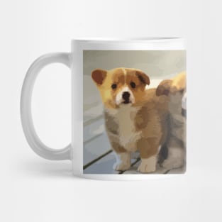 Corgi Puppies Digital Painting Mug